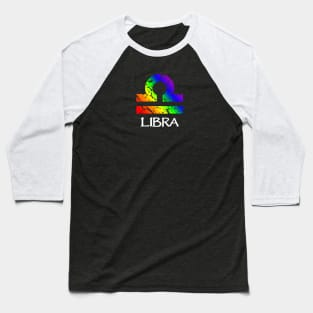 Libra Zodiac Symbol in Rainbow Color Baseball T-Shirt